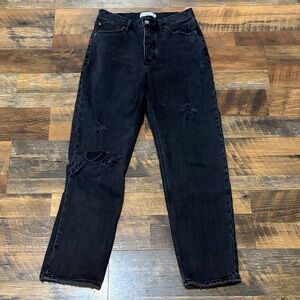 Abercrombie & Fitch Women’s 27/4r Dad‎ High Rise Jeans Black Distress Button Fly